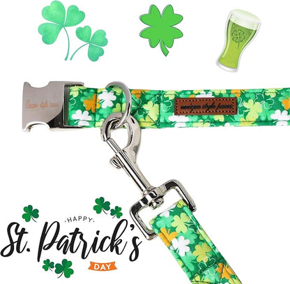 Unique style paws St. Patrick's Day Dog Leash Clover Leash with Flower for Small Medium Large Boys Girls Dogs