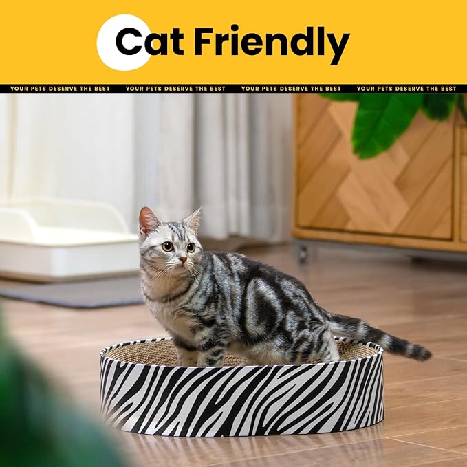 Conlun Oval Cat Scratcher Bed, 2-in-1 Cat Scratching Board, Natural Corrugated Cardboard Scratch Pad Lounge, Sealed Base Traps Debris,No Assembly Kitty Furniture,Stylish Colors Blends Any Home Decor