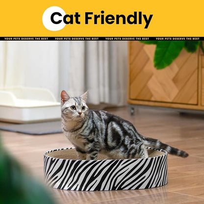 Conlun Oval Cat Scratcher Bed, 2-in-1 Cat Scratching Board, Natural Corrugated Cardboard Scratch Pad Lounge, Sealed Base Traps Debris,No Assembly Kitty Furniture,Stylish Colors Blends Any Home Decor