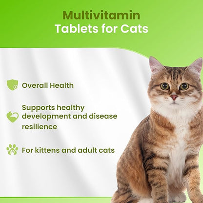 Bio PetActive VitaliCAT Multivitamin Chews for Cats with Biotin, Vitamins A E B-Complex & Amino Acids - Supports Healthy Skin, Shiny Coat & Overall Wellness - 150 Chewable Tablets