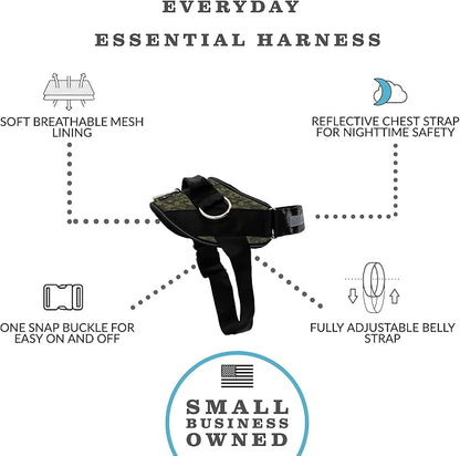 ShawnCo Essential Dog Harness, No-Pull Pet Vest with 3 Leash Clips, No Choke, Reflective, Adjustable and Padded, for Easy Walking and Training for Small, Medium and Large Dogs (Military Camo, XL)