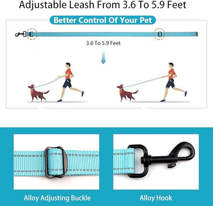 Reflective Dog Collar and Leash Set with Safety Locking Buckle Nylon Pet Collars Adjustable for Small Medium Large Dogs 3 Sizes(M)