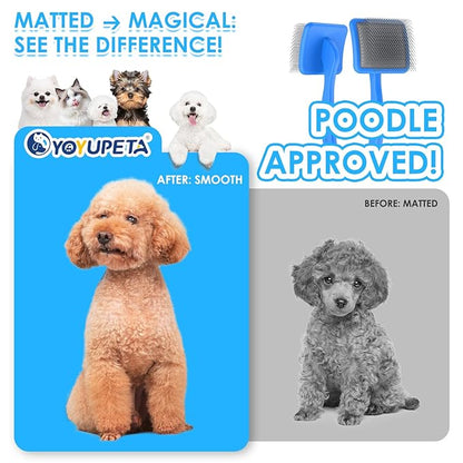 Large Slicker Brush for Dogs,Doodle Brush for Poodles, Goldendoodles, Labradoodle, Extra Long Pins for Detangling Matted Fur & Reducing Shedding, Dog Grooming Kit with Wooden Handle. Blue