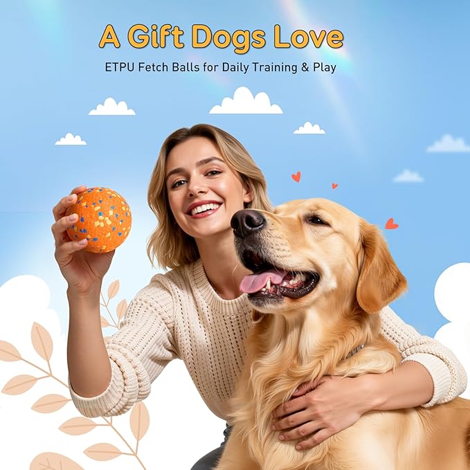 Kimee Dog Balls Tennis Ball for Aggressive Chewers, Dog Bouncy Balls Chew Toys Water Toy Fetch Ball for Large Medium Small Puppies, 3 Pack 3.15''