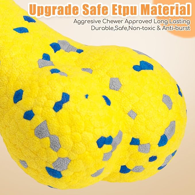 Moonorange 7.28" Indestructible Large Bone Balls for Aggressive Chewers Durable Stick Bouncy Interactive Chew Toy for Dogs Fetch Game Lightweight Floating Outdoor Training, Yellow