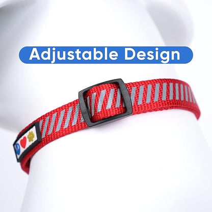 Pawtitas Reflective Dog Collar Reflective Thread Reflective Dog Collar Personalized Name Phone Number Adjustable Collar for Small Dogs Small Puppy Red Dog Collar Extra Small Breeds