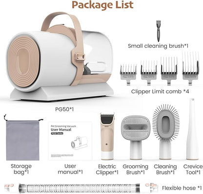 Dog Grooming Vacuum, Pet Grooming Kit with Dog Clippers, 2.5L Dust Cup 11000Pa Dogs Vacuum for Shedding Grooming, 5 Grooming Tools Home Cleaning in 1, Low Noise Pet Grooming Vacuum for Dogs
