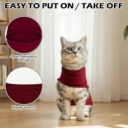 EXPAWLORER Soft Cat Sweater - Sweaters for Cats Only Warm Kitten Clothes, Fall and Winter Pet Coat Pullover Design, Fleece Sweatshirt Clothing Also for Puppy Small Dogs, Red Small