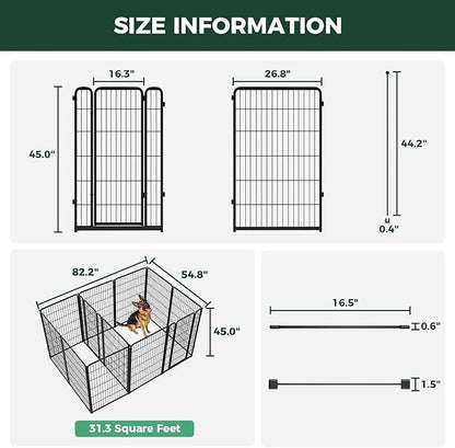 FXW Homeplus Unleashed Indoor Dog Playpen - Stress-Free and Safe Play, Heavy Duty 45 Inch 12 Panels with Connectors (Pack of 2) for Puppy and Small Dogs, Black│Patented