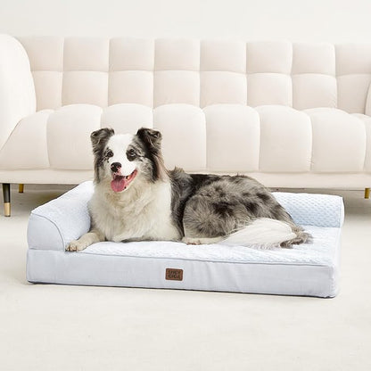 EHEYCIGA XL Dog Bed Memory Foam for Crate, Extra Large Dog Bed Orthopedic with Washable Removable Cover, Waterproof Pet Sofa Couch XLarge Size Dogs, 41x27x6.5, Washblue