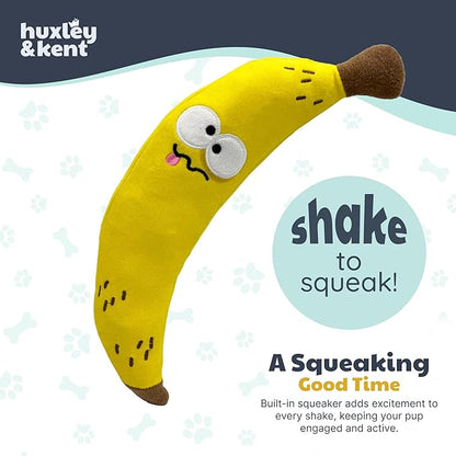 Huxley & Kent Funny Dog Toy w/Squeaker – Power Plush Squeaky Dog Toys for Small, Medium & Large Dogs – Soft Stuffed Animal for Indoor Play & Fetch - Fetchies® Bruiser Banana, Large