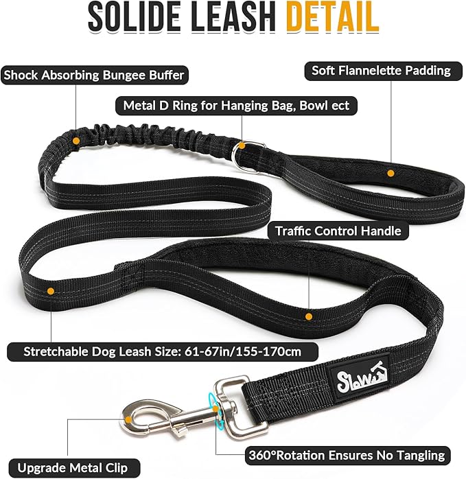 Lukovee No Pull Dog Harness & Leash Set - Heavy Duty Dog Vest Harness with Soft Padded for Medium Large Dogs, Adjustable Reflective Tactical Pet Harness for Easy Walk and Training (S, Black)