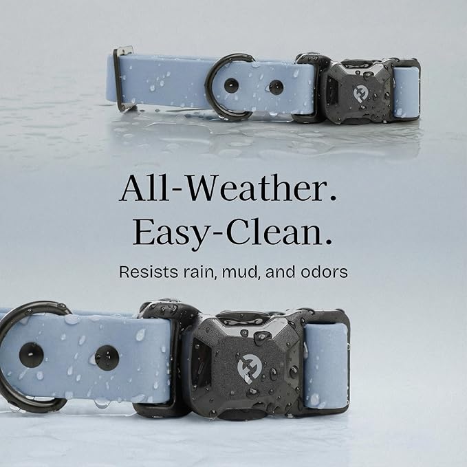 2026 New Edition, Fei & Eve PVC MagEase Dog Collar - Patented Magnetic Buckles | Fur-Safe | 450LB Escape-Proof | Adjustable Fit | Large (Dusk Blue)
