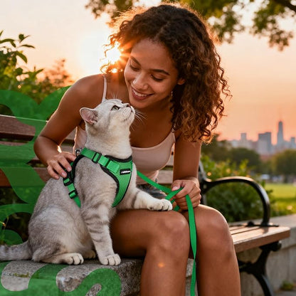 rabbitgoo Cat Harness and Leash for Walking, Escape Proof Soft Adjustable Vest Harnesses for Cats, Easy Control Breathable Reflective Strips Jacket, Grass Green, XXS