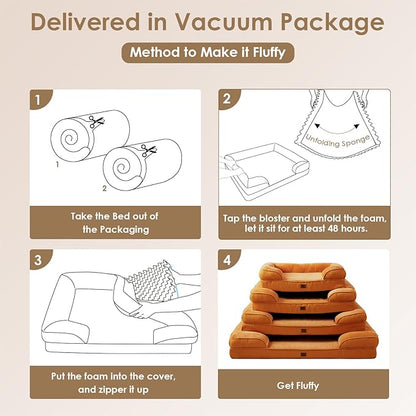 EHEYCIGA Orthopedic Dog Beds for Extra Large Dogs, Waterproof Memory Foam XL Pet Bed with Sides, Non-Slip Bottom and Egg-Crate Foam Big Dog Couch Bed with Washable Removable Cover,Pumpkin Orange