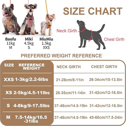 Puppytie No Pull xs Dog Harness with Multifunction Dog Leash,Soft Adjustable No Choke Escape Proof Pet Harness Vest,Denim Mocha Brown,XXS