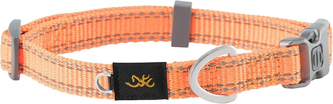 Browning Classic Preformance Webbing Pet Collar, Fully Adjustable, Available in Solid Colors and Camo Patterns, Safety Orange, Medium