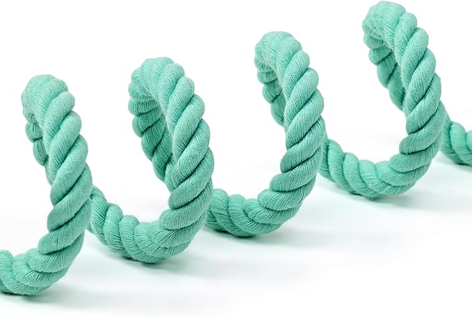 Mile High Life Dog Leash, Braided Cotton Rope Leashes with Leather Tailor Tip with Leather Tip - Heavy Duty Metal Clasp, 4FT, 1/2" Thick - Wedding, Walking Leash for Medium Large Dogs(Green)