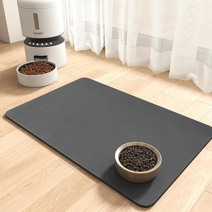 MontVoo-Absorbent Pet Feeding Mat-No Stains Pet Mat for Food and Water Bowl-Quick Dry Cat & Dog Food Mat Water Dispenser Mat-Pet Supplies Mat-Dog Water Bowl Mat for Messy Drinker,（Darkgrey,16"x24"）