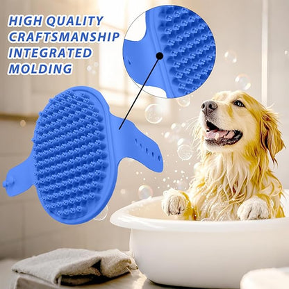 NVNAN Ultra-Soft Pet Grooming Brush with Adjustable Ring - Ideal for Dogs & Cats of All Hair Types - Bath, Shower, Dog Shampoo Brush & Massage Tool (Blue, 1-Pack)