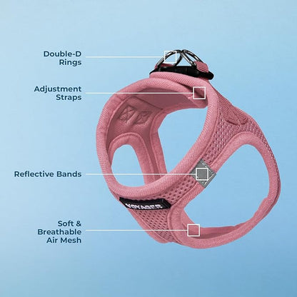 Best Pet Supplies Voyager Step-in Air Harness - All Weather Mesh, Reflective, No Pull Harness for Dogs, Cats - Secure with Hook & Loop Fastener, Buckle, Double D-Rings - Pink, XL