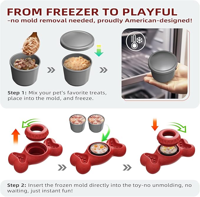 SHINKAI Interactive Frozen Dog Chew Toy – Fill & Freeze for Long-Lasting Play, Dental Safe, Indestructible for Aggressive Chewers, Keeps Dogs Busy & Calm for Small, Medium & Large Breeds (Red)