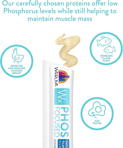 Weruva Wx Phos Focused, Chicken and Tilapia Formula Lickable Cat Treats, 0.5oz Tube, Pack of 50