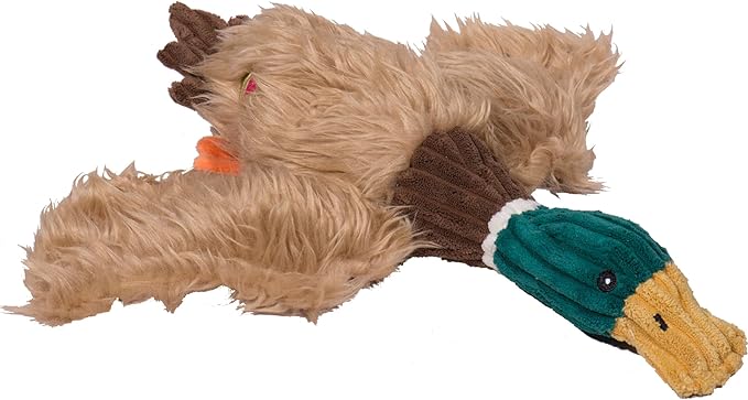 HuggleHounds X-Brace Squeaky Dog Toy - Interactive Dog Toys for Large Pets to Keep Them Busy, Pet Supplies, Soft & Cute Puppy Plush with Squeak, Tough Plushy - Drake Duck, Large