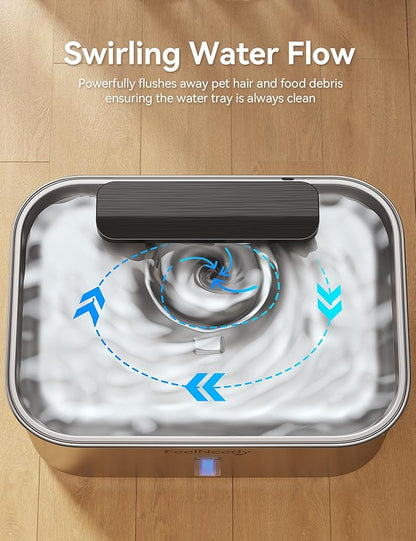 3.2Gal/12L Dog Water Fountain for Large Dogs, Ultra-Quiet Stainless Steel Dog Water Bowl Dispenser with Swirling Water Flow, Pet Water Fountain with Visual Water Level for Large Dogs Cats & Multi-Pet