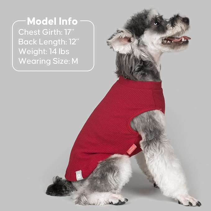 KYEESE 2Pack Waffle Dog Shirts for Small Dogs Stretchy T-Shirts Lightweight Tank Top Sleeveless Striped Vest Breathable Pet Tee, X-Large, Red+Striped