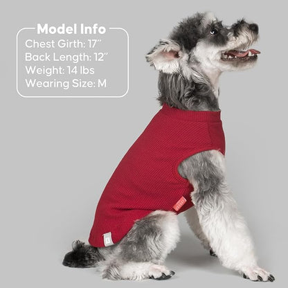 KYEESE 2Pack Waffle Dog Shirts for Small Dogs Stretchy T-Shirts Lightweight Tank Top Sleeveless Striped Vest Breathable Pet Tee, X-Large, Red+Striped