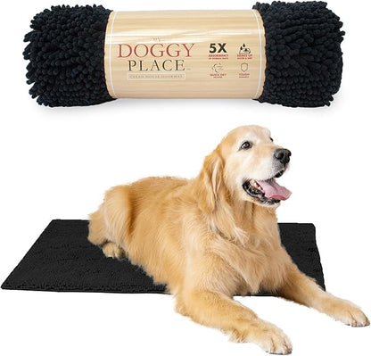 My Doggy Place Dog Mud Mat, 36" x 26" Black – Thick Microfiber Entry Rug for Snow, Mud & Salt – Absorbent, Quick-Dry, Washer-Safe & Non-Slip, Large