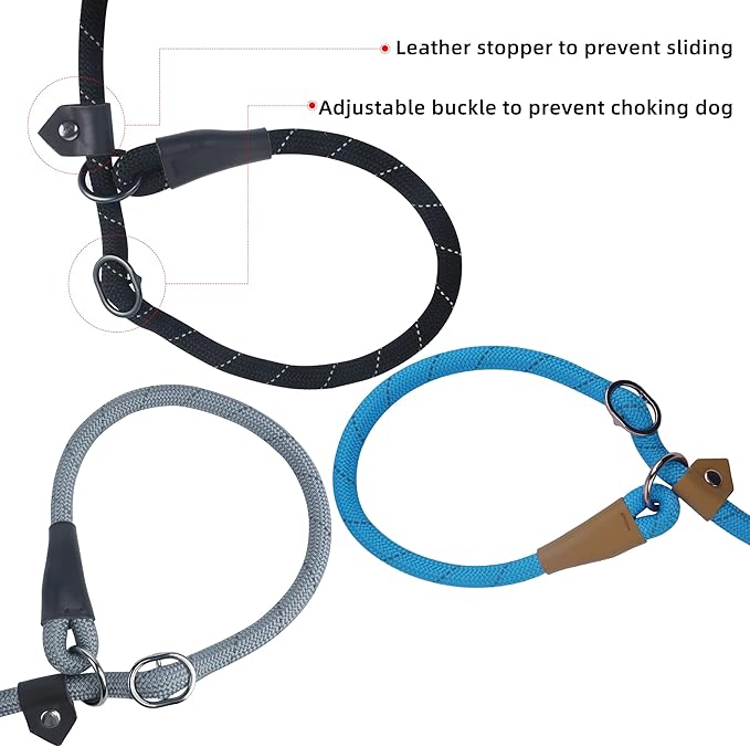 Reflective Slip Leads for Dogs 6FT, Slip Lead Dog Leash, Slip On Training Leash