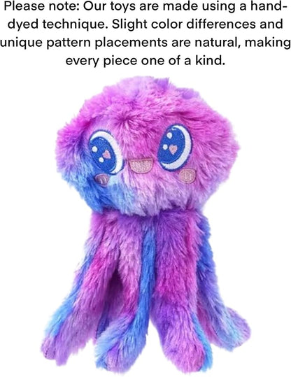 Clairooo Squeaky Dog Toys, Rainbow Crinkle Octopus, Plush Dog Toys for Chewing, Interactive, Soft Fabric for Small, Medium & Large Dogs, Daily Companionship, Training Reward, (Yellow)