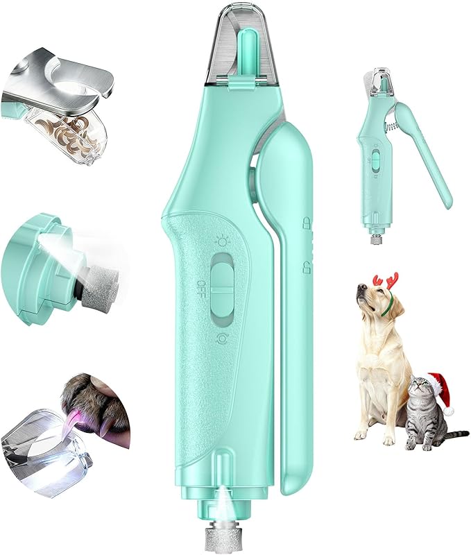 CATPICK 2-in-1 Cat Nail Clippers & Dog Nail Clippers Trimmers for Large Medium Small Dogs Cats Claw Trimmer Quick Sensor and Safety Guard USB Rechargeable with 2 LED Lights Dogs Nail Trimmer