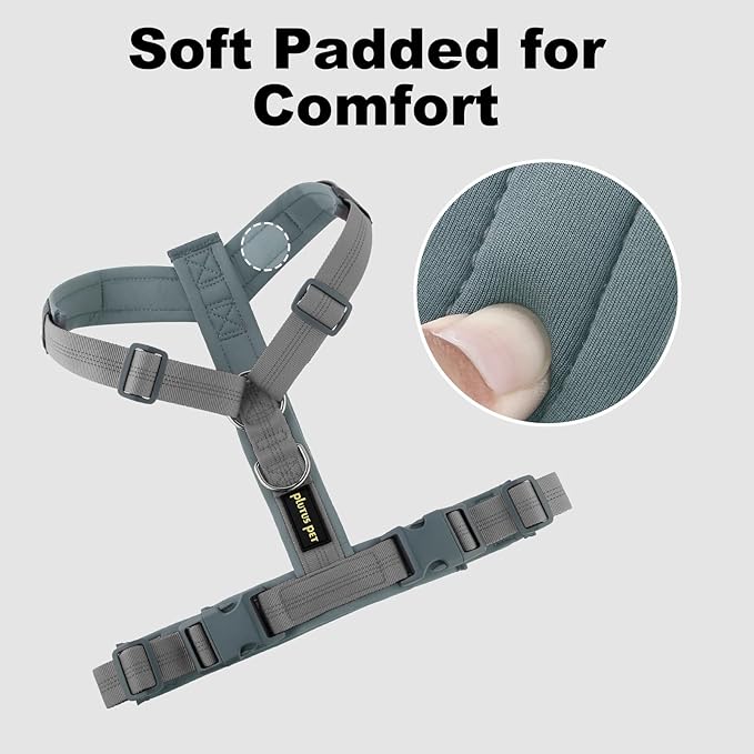 Plutus Pet No Pull Dog Harness, Adjustable Nylon Harness with Soft Padding, Reflective and Heavy Duty Dog Harness for Small, Medium, Large Dogs(Gray, S)
