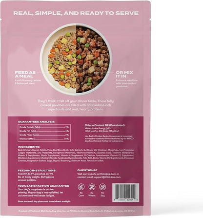 Jinx Beef Wet Dog Food Topper, Mix with Dry Dog Food, Made with Real Beef & Chicken, Bone Broth, No Fillers - Puppy, Adult, Senior, 9oz, 12 Pack