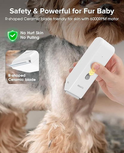 Marvljojo Upgrade Home Professional Dog Grooming Kit Clipper for Matted & Long Hair, Cordless Pet Shaver Low Noise USB Rechargeable for Cats, Small&Medium Dogs, Handy Pet Hair Grooming Trimmer, White