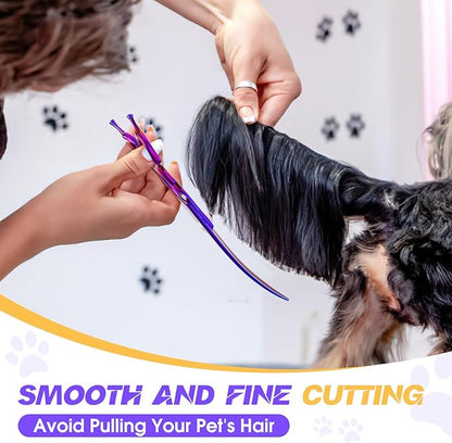 JASON 7.5" Dog Grooming Scisssors - Professional Curved Shears for Dogs, Japanese 440C Stainless Steel Dog Cutting Scissors with Diamond Adjustable Screw Christmas Gift