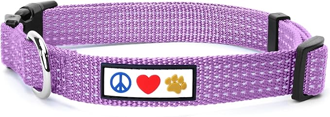 Pawtitas Reflective Purple Orchid Puppy or Dog Collar, Medium