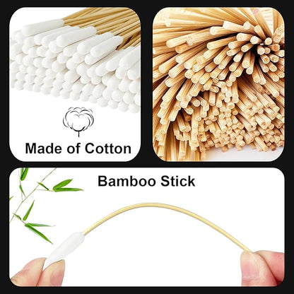 6-Inch Long Cotton Swabs for Pets - 200 Pcs Bamboo Cotton Swabs for Dog Ear Cleaning, Grooming, Wound Care, Craft Projects, and First Aid - Perfect for Pet Owners, Groomers, Vets, and General Users
