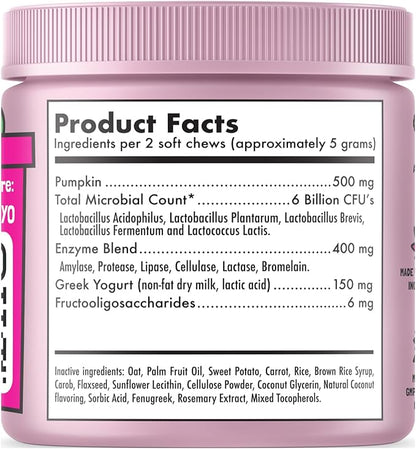 Probiotics for Dogs Natural Digestive Enzymes Prebiotics for Allergy Itch Relief Gut Flora Coprophagia Bowel Support Treatment Anti Diarrhea for Dogs Pet Health Immune System Support 120 Soft Chews