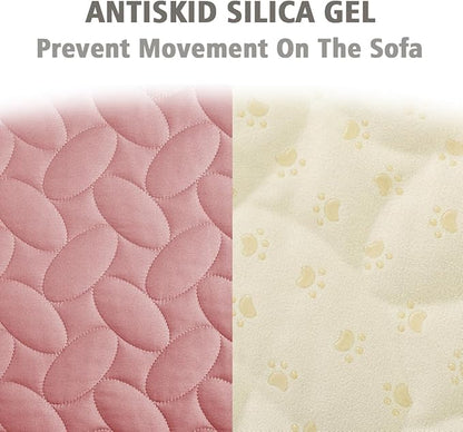 Ameritex Waterproof Pet Bed Cover Anti-Slip Dog Bed Blanket for Sofa and Furniture Waterproof New Pattern Design (Pink, 30x90 Inch (Pack of 1))