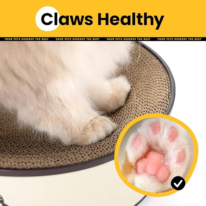 Conlun Oval Cat Scratcher Bed, 2-in-1 Cat Scratching Board, Natural Corrugated Cardboard Scratch Pad Lounge, Sealed Base Traps Debris,No Assembly Kitty Furniture,Stylish Colors Blends Any Home Decor