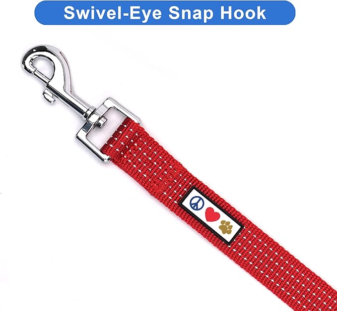 Pawtitas Red Dog Leash 6 ft XS/S Reflective Durable Lightweight Dog Lead for Small Dogs and Puppies