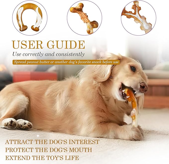 Frienhund Heavy Duty Chew Toys 3 Pack for Aggressive Chewers - Dog Toys for Large Dogs, Teeth Cleaning & Boredom Relief, Long-Lasting Mental Stimulation Puppy Chews