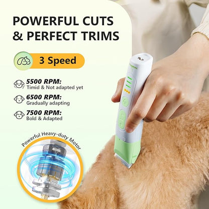 SUPRENT Dog Grooming Kit, 4 in 1 Dog Clippers for Grooming Supplies, Cordless Electric Pet Nail Grinder Cat Paw Trimmer Professional Long Hair Shaver Set for Cat Matted Hair and Small Dogs Thick Coats