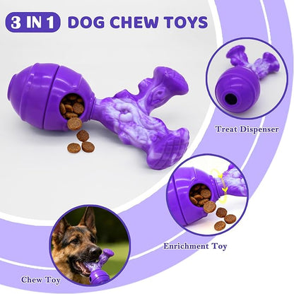 BoYoYo Interactive Dog Toys to Keep Them Busy, 3 in 1 Dog Puzzles for Smart Dogs, Treat Dispensing Toy for Large Dogs, Tough Chew Toys for Aggressive Chewers, Medium & Large Breeds, Bacon Flavor