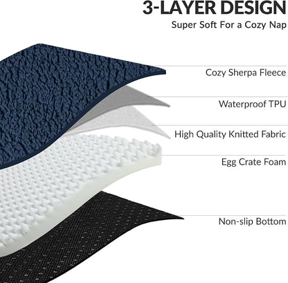 Patas Lague Orthopedic Jumbo Dog Bed for Extra Large Dogs 56''X40'', Waterproof L Bolster Pet Sofa Beds with Removable Washable Cover, Soft Comfortable Pet Couch Crate Mat with Nonskid Bottom, Navy