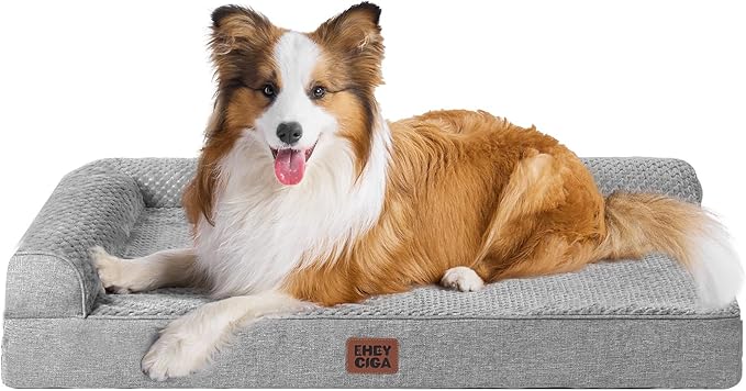 EHEYCIGA XL Dog Bed Memory Foam for Crate, Extra Large Dog Bed Orthopedic with Washable Removable Cover, Waterproof Pet Sofa Couch XLarge Size Dogs, 41x27x6.5, Grey